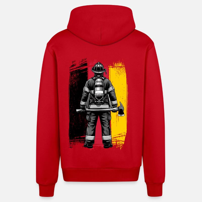 Drapeau des pompiers de l’Allemagne - Veste à capuche bio décontractée fabriquée en UE - rouge