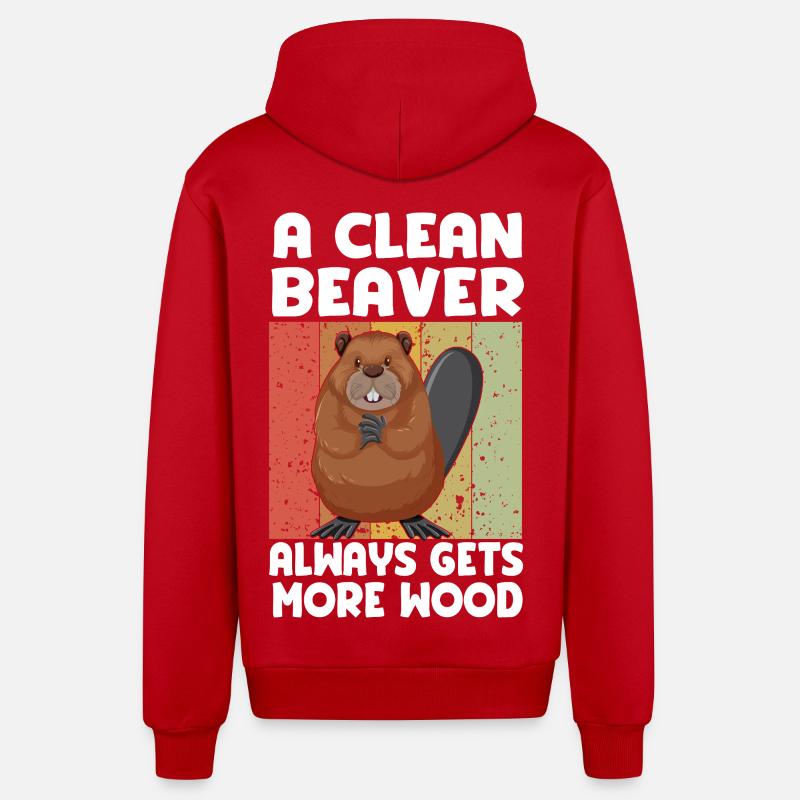 Sauberer Biber Holzspruch - Organic Relaxed Kapuzenjacke Made in EU - Rot