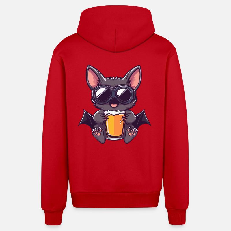 Bat Après-Ski Bière Bande Dessinée - Veste à capuche bio décontractée fabriquée en UE - rouge