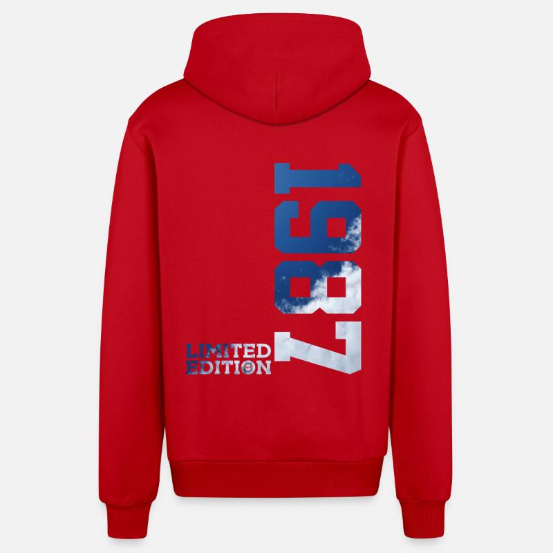 ÉDITION LIMITÉE 39E ANNIVERSAIRE 1987 - Veste à capuche bio décontractée fabriquée en UE - rouge