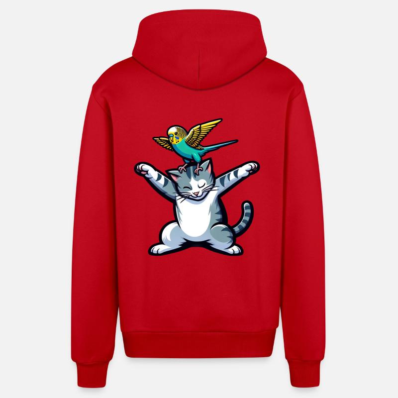 Chat mignon Budgie Friends Pets - Veste à capuche bio décontractée fabriquée en UE - rouge