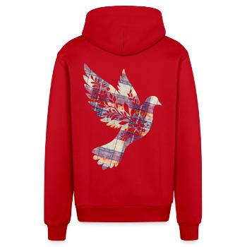 Taube Friedenstaube Turteltaube Tartan Vogel - Organic Relaxed Kapuzenjacke Made in EU - Rot - Hinten