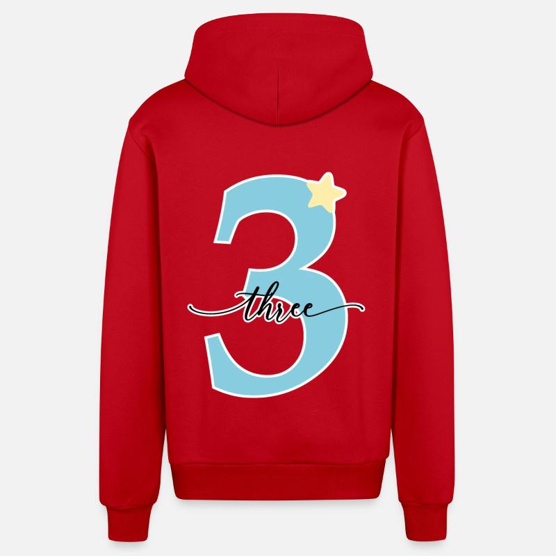 3rd birthday three years - Organic Relaxed Hooded Jacket Made in EU - red