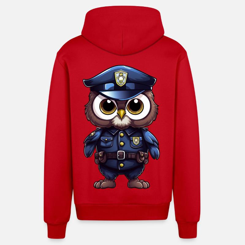 Polizei Eule - Organic Relaxed Kapuzenjacke Made in EU - Rot