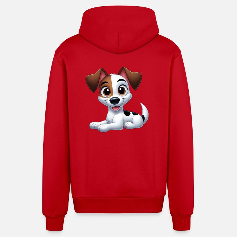 jack russel 2 - Veste à capuche bio décontractée fabriquée en UE - rouge