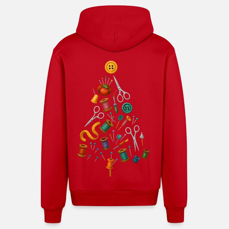 Couture Conception d’arbre de Noël - Veste à capuche bio décontractée fabriquée en UE - rouge