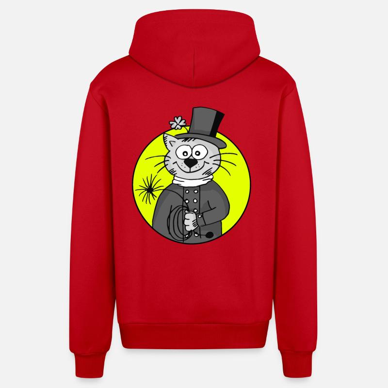 Ramoneur rétro chat - Veste à capuche bio décontractée fabriquée en UE - rouge