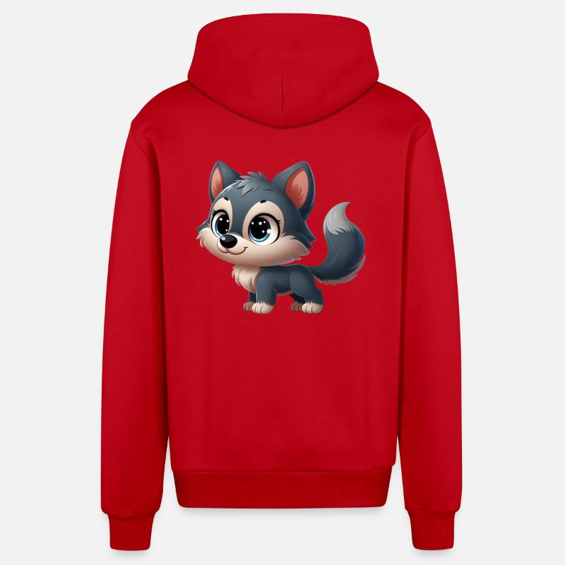 wolf 3 - Veste à capuche bio décontractée fabriquée en UE - rouge