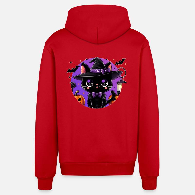 Chaton mignon halloween v2 - Veste à capuche bio décontractée fabriquée en UE - rouge