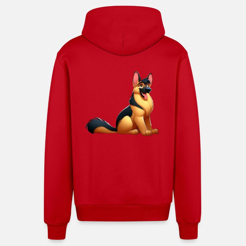 Deutscher Schäferhund 11 - Organic Relaxed Kapuzenjacke Made in EU - Rot
