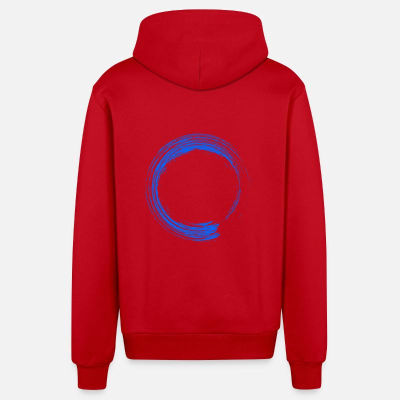 Rond design brosse bleu - Veste à capuche bio décontractée fabriquée en UE - rouge