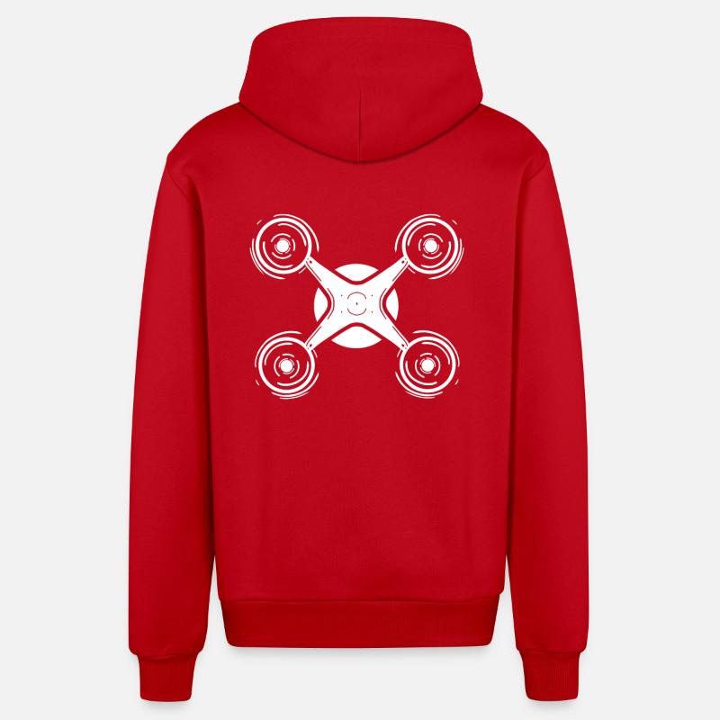 Drone Quadcopter Pilote drone - Veste à capuche bio décontractée fabriquée en UE - rouge