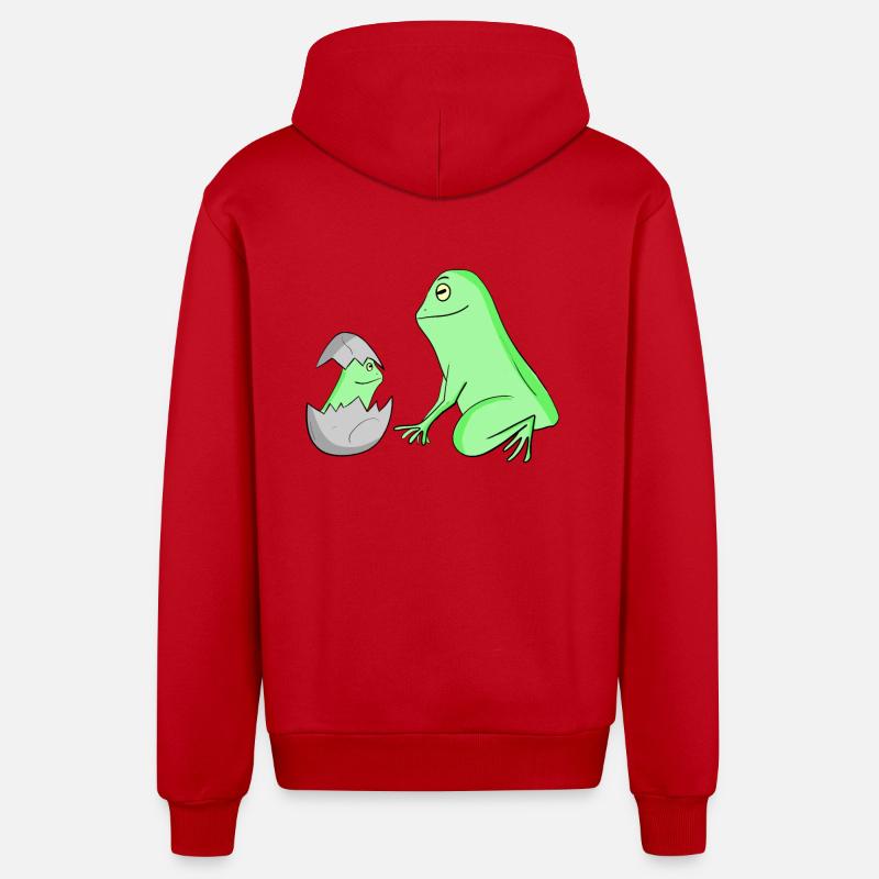 Grenouille avec bébé grenouille - Veste à capuche bio décontractée fabriquée en UE - rouge
