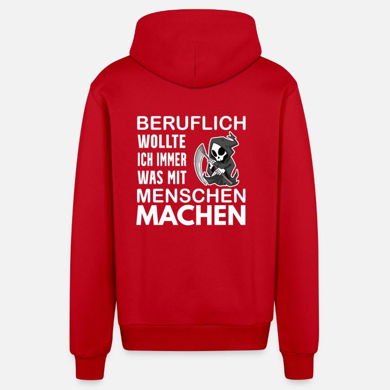 Sensenmann lustiger Spruch - Organic Relaxed Kapuzenjacke Made in EU - Rot