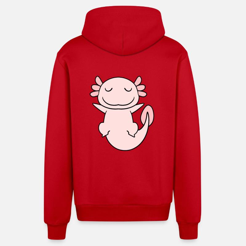 Axolotl Rose Doux - Veste à capuche bio décontractée fabriquée en UE - rouge