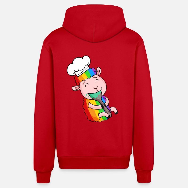 Cuisinier de mouton mignon - Veste à capuche bio décontractée fabriquée en UE - rouge