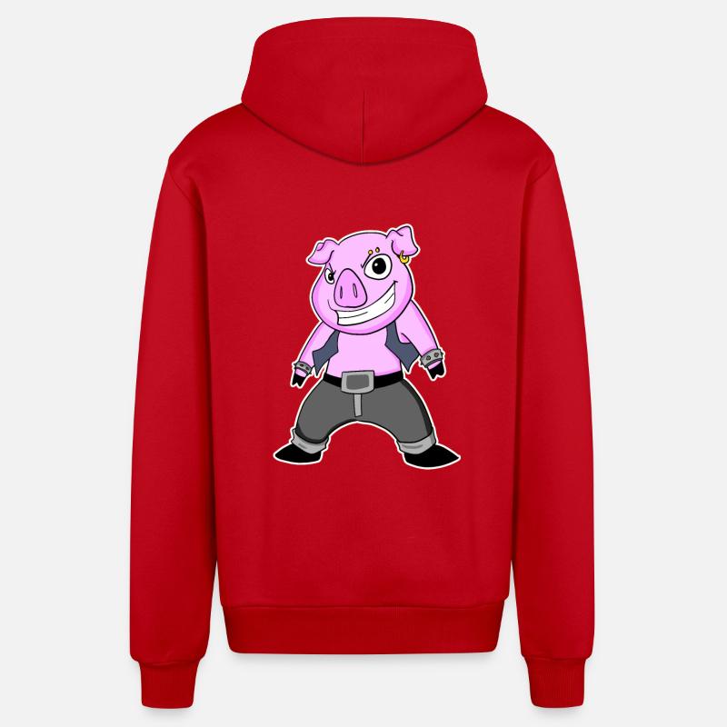 Cochon Cool - Veste à capuche bio décontractée fabriquée en UE - rouge