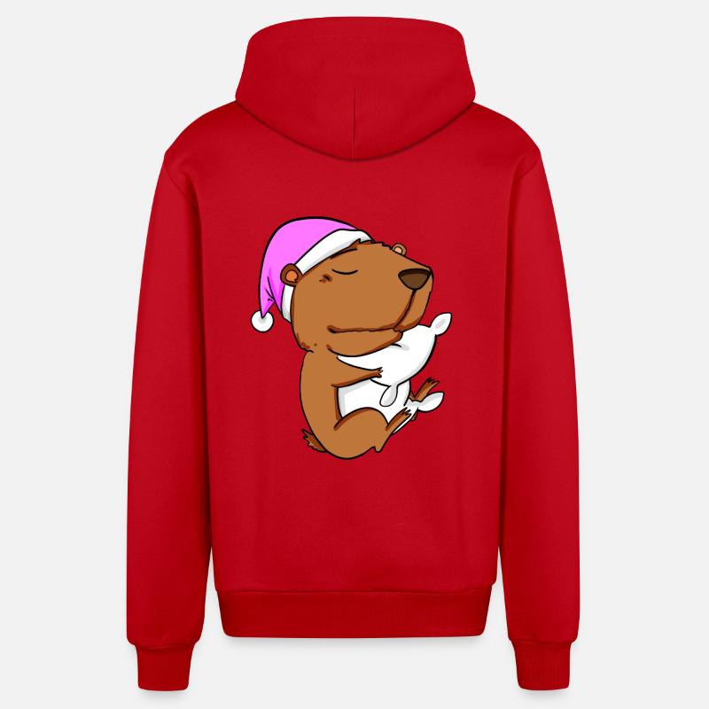 Capybara Wasserschwein - Veste à capuche bio décontractée fabriquée en UE - rouge
