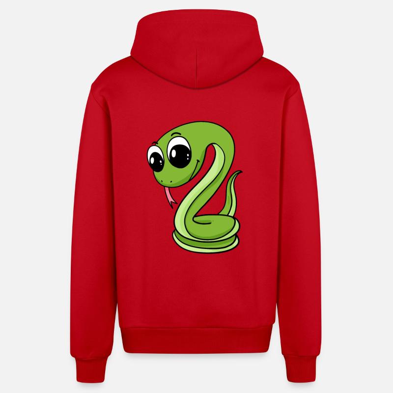 Serpent vert mignon - Veste à capuche bio décontractée fabriquée en UE - rouge