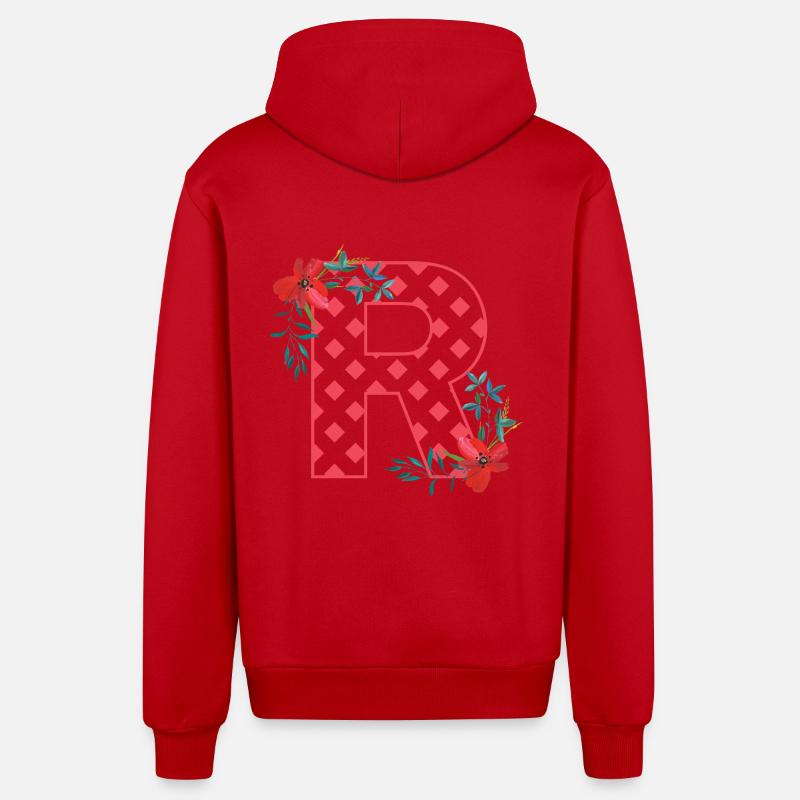 coquelicots r - Veste à capuche bio décontractée fabriquée en UE - rouge