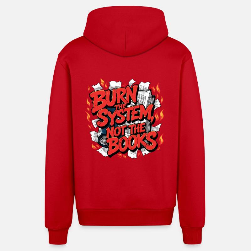 Brûler le système - Veste à capuche bio décontractée fabriquée en UE - rouge