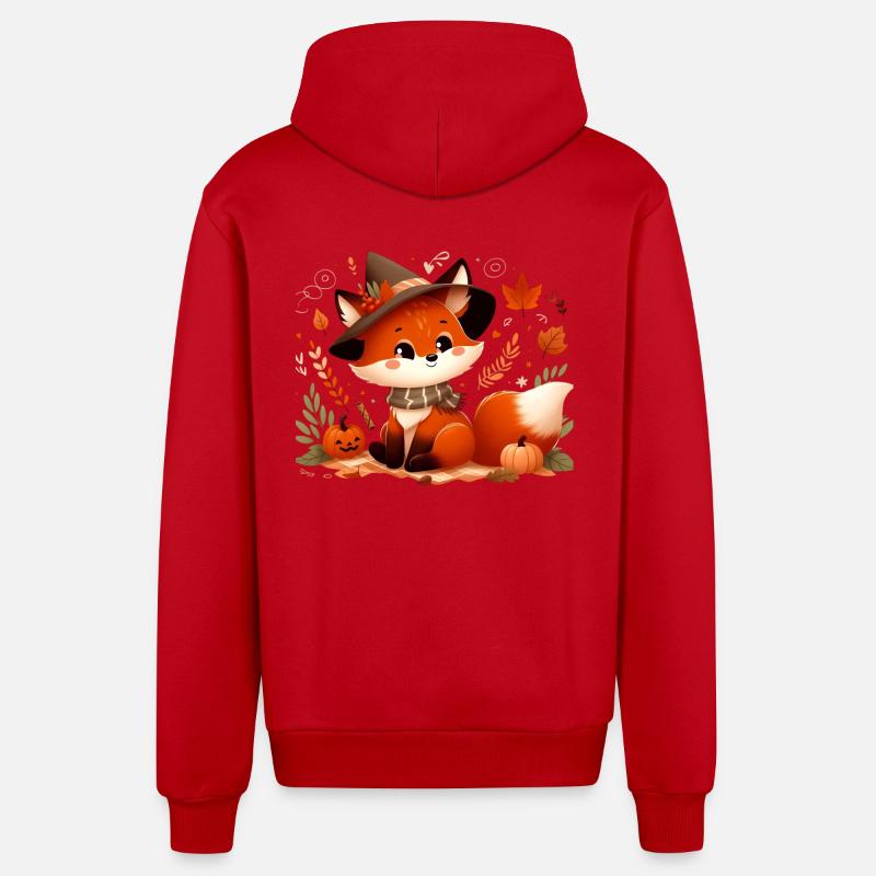 fox autumn 6 - Veste à capuche bio décontractée fabriquée en UE - rouge