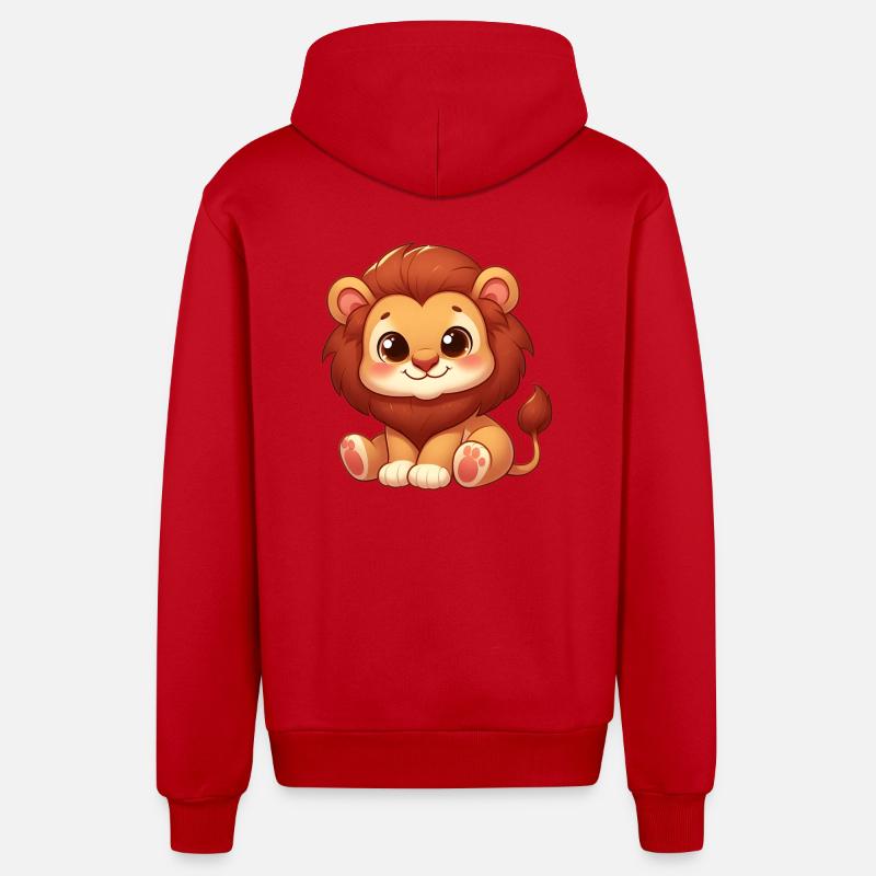 Petit Lion Mignon - Veste à capuche bio décontractée fabriquée en UE - rouge