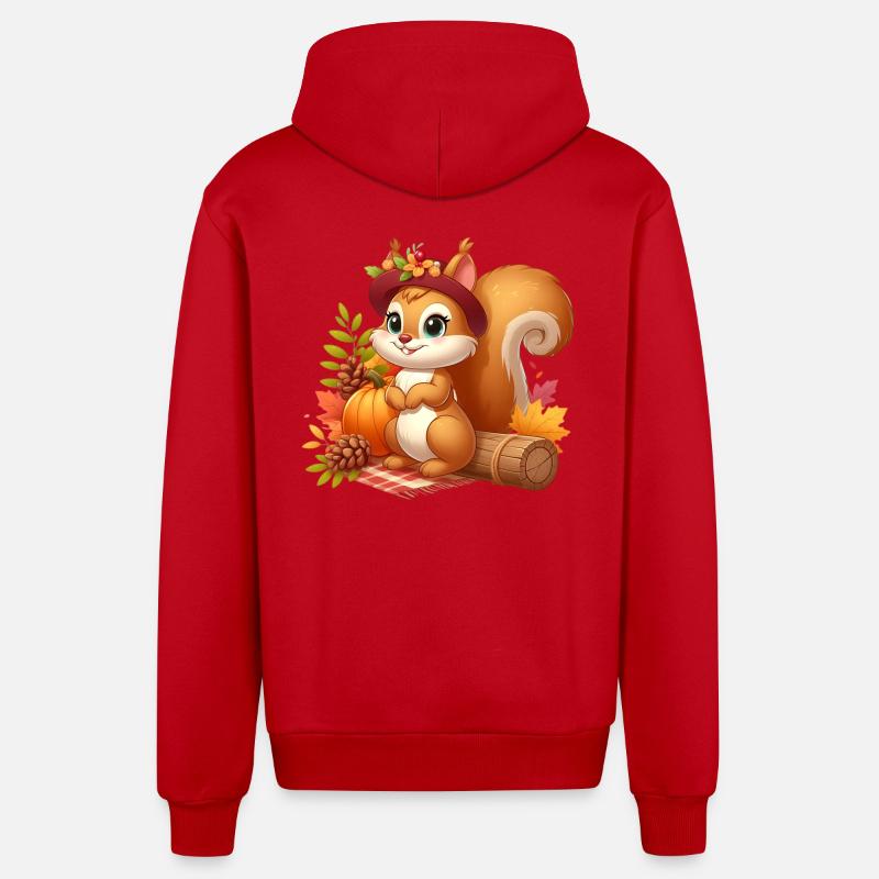 squirell autumn - Veste à capuche bio décontractée fabriquée en UE - rouge