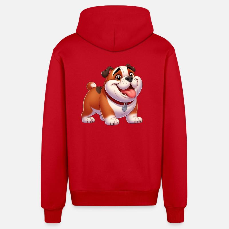 bouledogue anglais 2 - Veste à capuche bio décontractée fabriquée en UE - rouge
