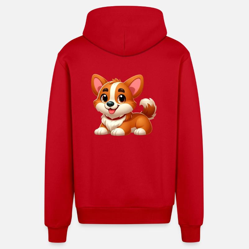Corgi 7 - Organic Relaxed Kapuzenjacke Made in EU - Rot