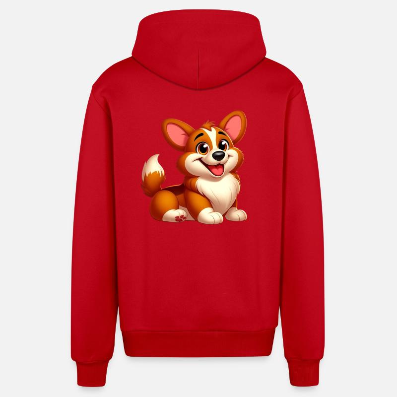 corgi - Veste à capuche bio décontractée fabriquée en UE - rouge