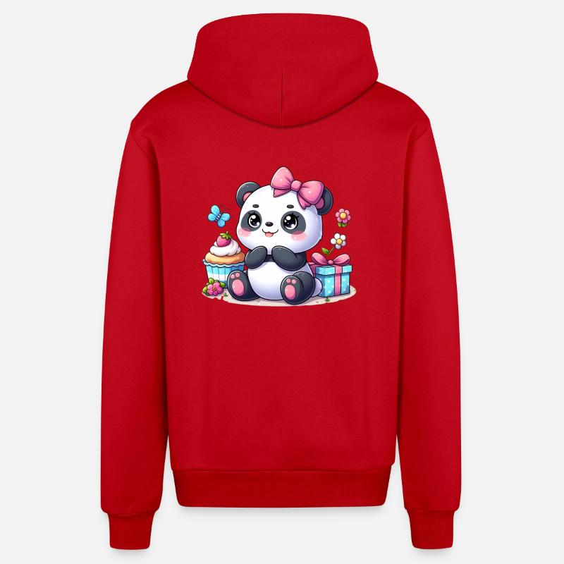 panda 7 - Veste à capuche bio décontractée fabriquée en UE - rouge