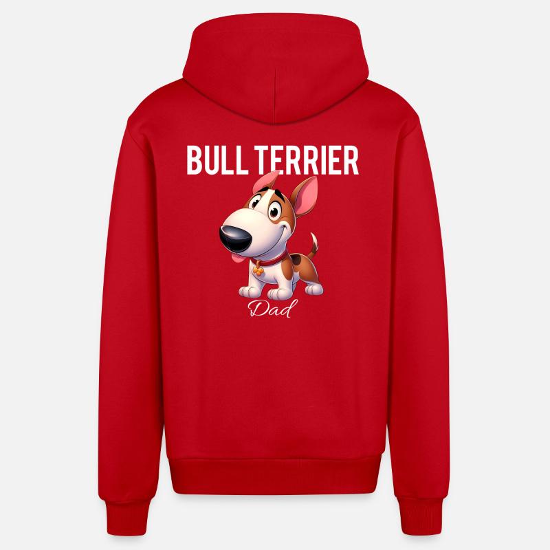 bull terrier dad - Veste à capuche bio décontractée fabriquée en UE - rouge