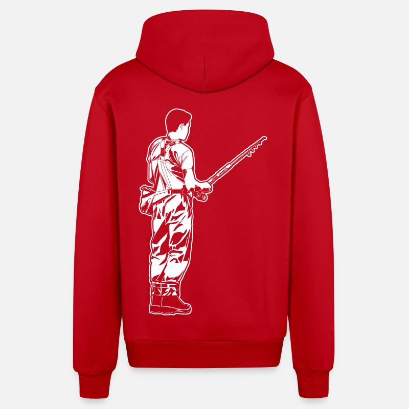 Pêcheur - Veste à capuche bio décontractée fabriquée en UE - rouge