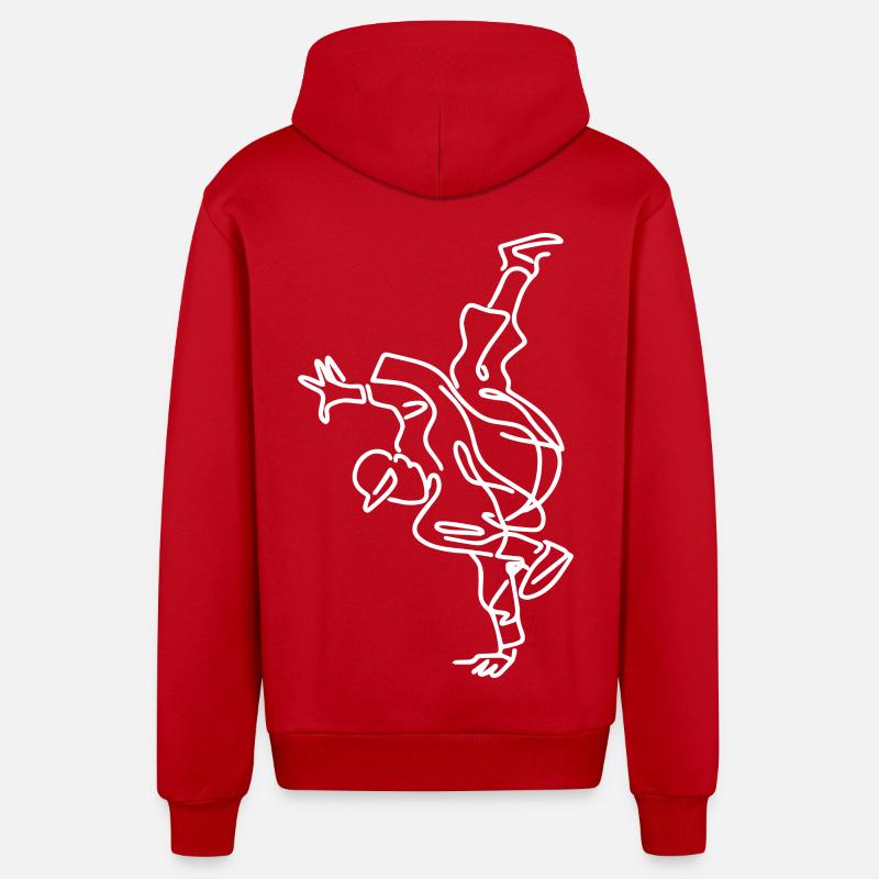 Croquis de breakdance - Veste à capuche bio décontractée fabriquée en UE - rouge