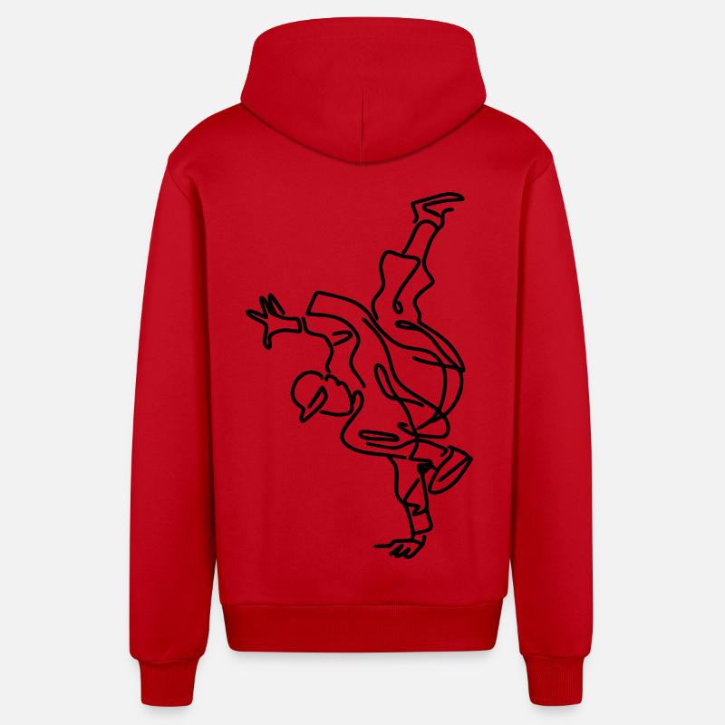Breakdance garçon dessin - Veste à capuche bio décontractée fabriquée en UE - rouge