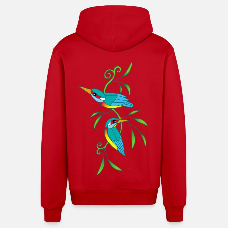 Oiseaux et nature - Veste à capuche bio décontractée fabriquée en UE - rouge