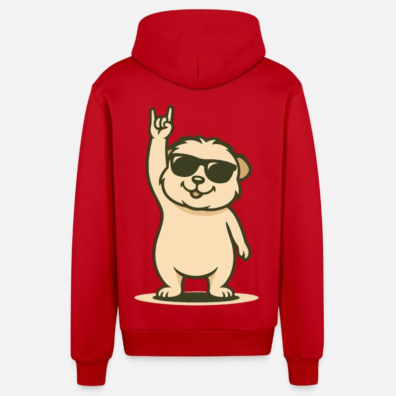 Cochon d’Inde Rock’n’Roll - Veste à capuche bio décontractée fabriquée en UE - rouge