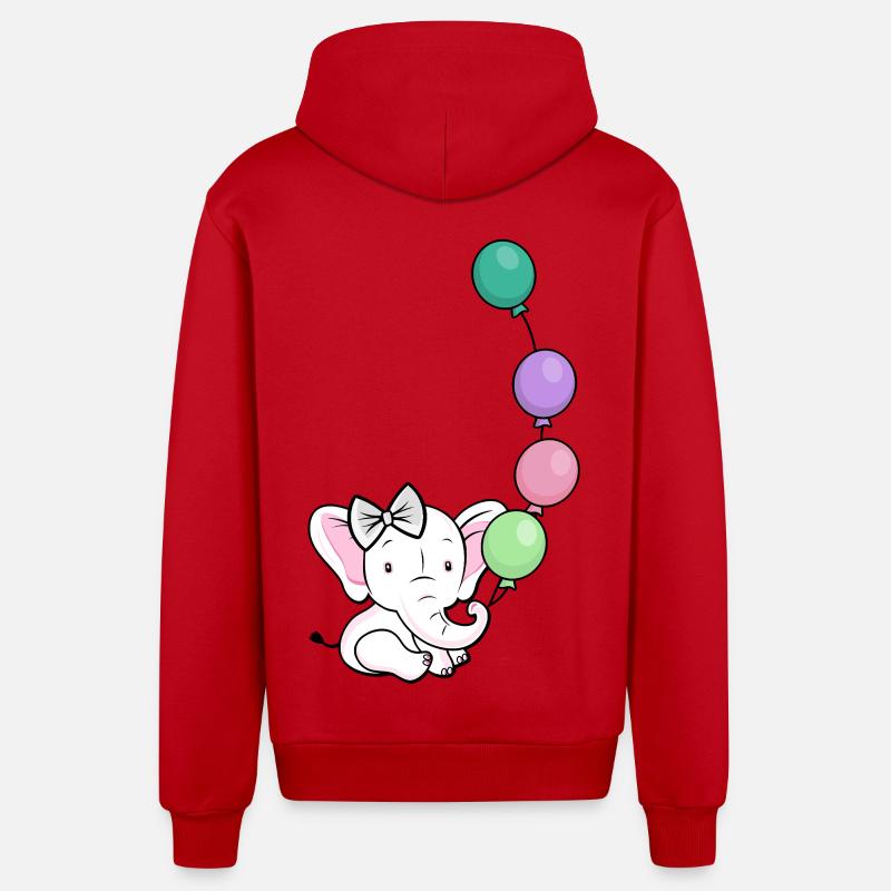 Ballonelefant mit Bogen - Organic Relaxed Kapuzenjacke Made in EU - Rot