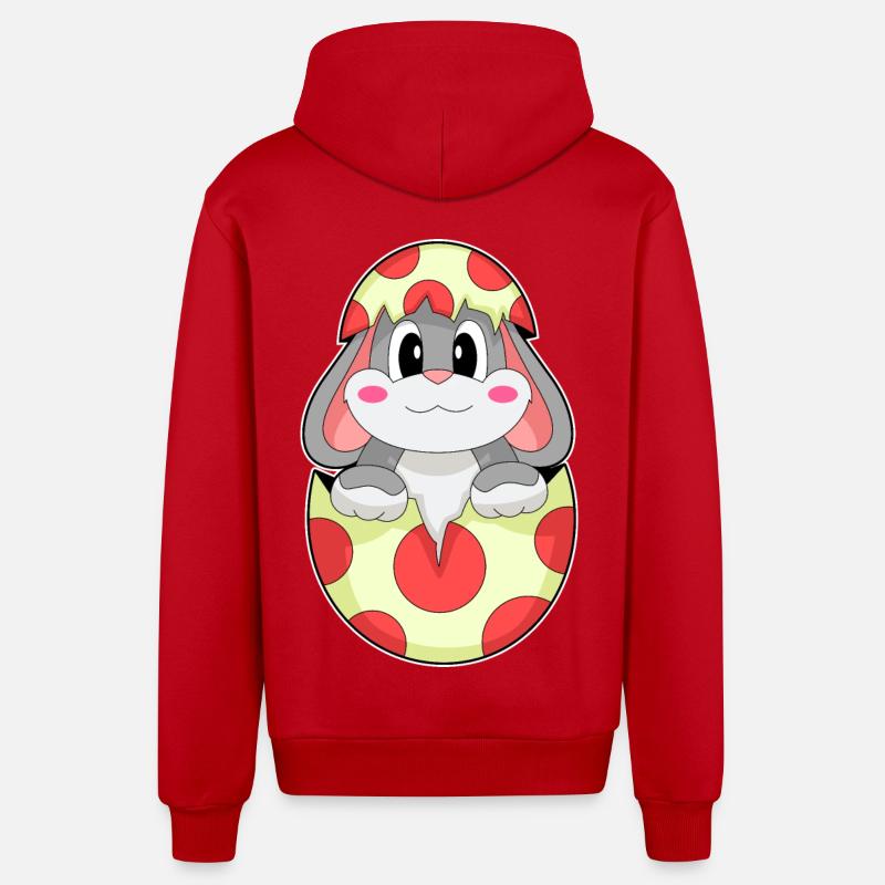 Oeuf de lapin - Veste à capuche bio décontractée fabriquée en UE - rouge