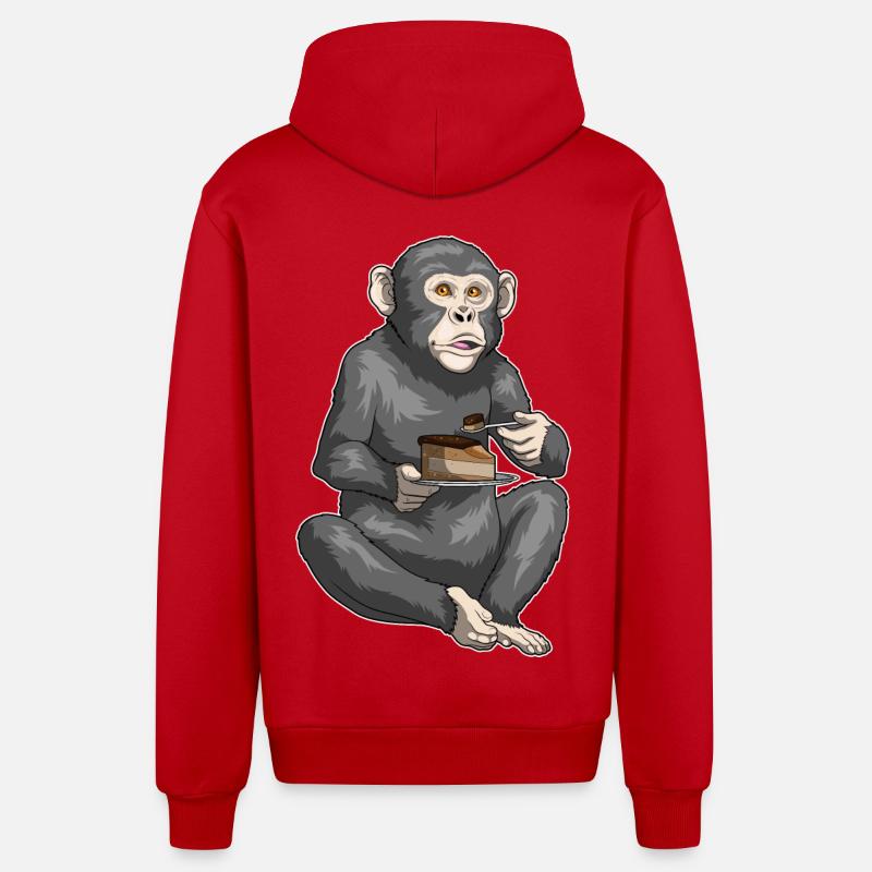 Gâteau d’anniversaire singe - Veste à capuche bio décontractée fabriquée en UE - rouge