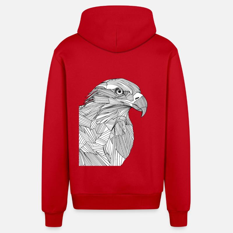 Lines art eagle #eagle - Organic Relaxed Hooded Jacket Made in EU - red