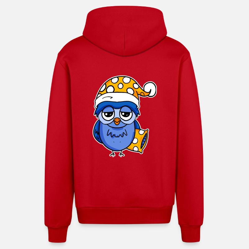 Le lève-tôt Hibou Dormir - Veste à capuche bio décontractée fabriquée en UE - rouge