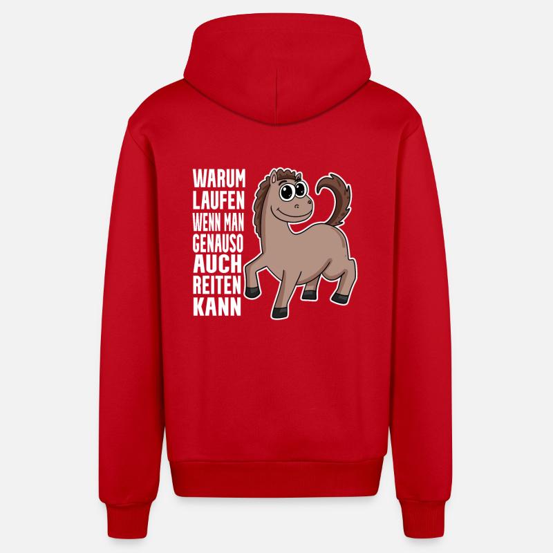 Pferd Pferde Hauspferd - Organic Relaxed Kapuzenjacke Made in EU - Rot