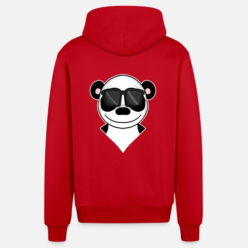 Panda - ours panda cool - Veste à capuche bio décontractée fabriquée en UE - rouge