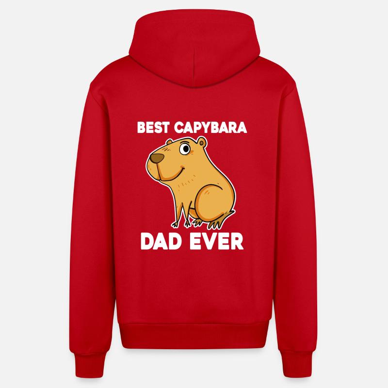 Capybara Père Capybara - Veste à capuche bio décontractée fabriquée en UE - rouge