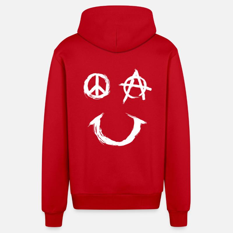 Pace Anarchy Smiley - Organic Relaxed Hooded Jacket Made in EU - red
