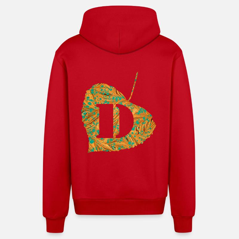 Feuille E 95 D - Veste à capuche bio décontractée fabriquée en UE - rouge