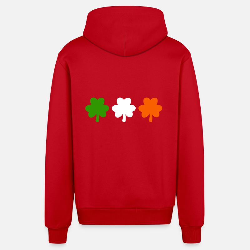 Drapeau de l’Irlande Trèfle - Veste à capuche bio décontractée fabriquée en UE - rouge