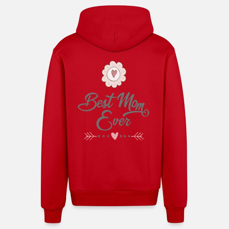 mère - Veste à capuche bio décontractée fabriquée en UE - rouge